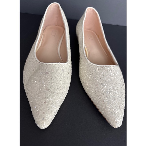 Elegant Cream Glitter Flats - Picture 1 of 8
